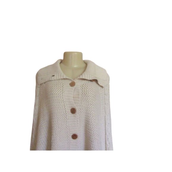UGG Australia Womens Cream Knit Button-Up Cape Sweater XS/S - Picture 5 of 14